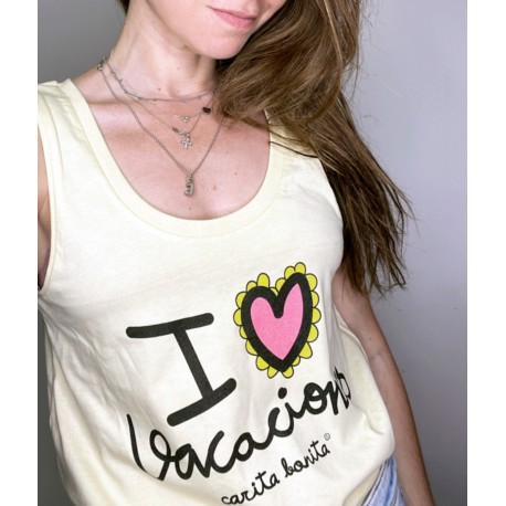 Camiseta Tirantes I LOVE VACACIONES amarilla