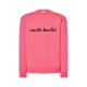 Sudadera sin capucha rosa fluor letras negras
