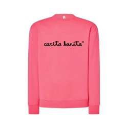 Sudadera sin capucha rosa fluor letras negras