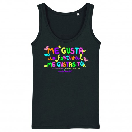 Camiseta Tirantes negra " Me gusta un festival, me gustas tú "