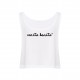 Camiseta boxy tirantes blanca letras negras