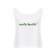 Camiseta boxy tirantes blanca letras verdes