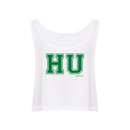 Camiseta boxy tirantes blanca hu verde