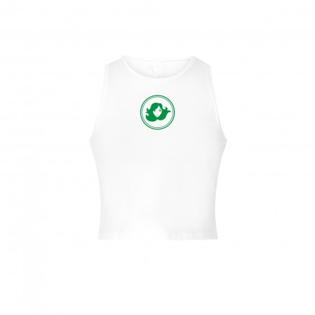 Camiseta Crop Top blanca Cara en verde