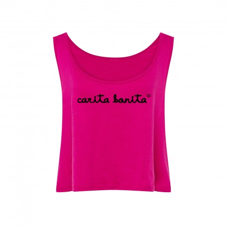 Camiseta boxy tirantes Rosa fucsia