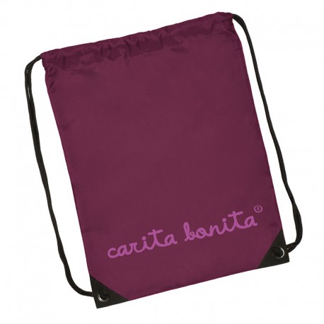 Bolsa mochila letras de carita bonita rosa flúor