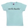 Camiseta manga corta para niños en colores diseño letras de carita bonita negras
