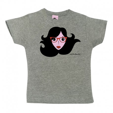 Camiseta manga corta para niños diseño cara con gafas