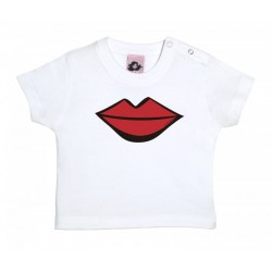 Camiseta manga corta para bebé blanca diseño el beso