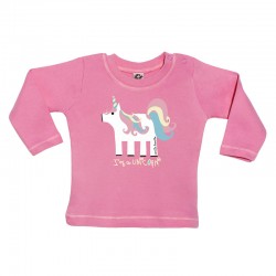Camiseta manga larga para bebé rosa fucsia diseño unicornio