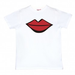 Camiseta manga corta blanca con el beso