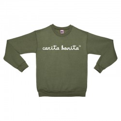 Sudadera sin capucha negra letras blancas