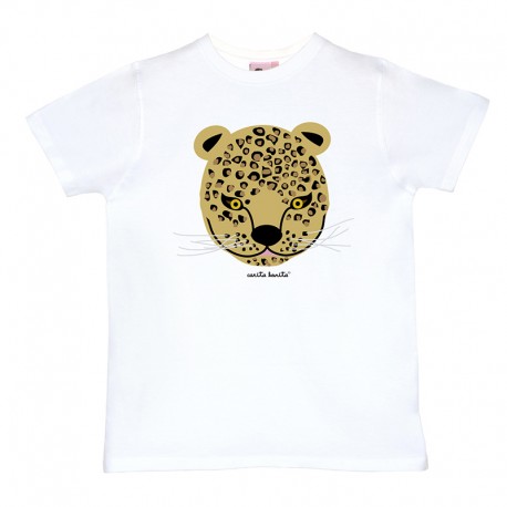 Camiseta manga corta hombre blanca Leopardo
