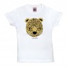 Camiseta manga corta para niños blanca diseño Leopardo