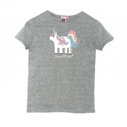 Camiseta manga corta gris diseño unicornio