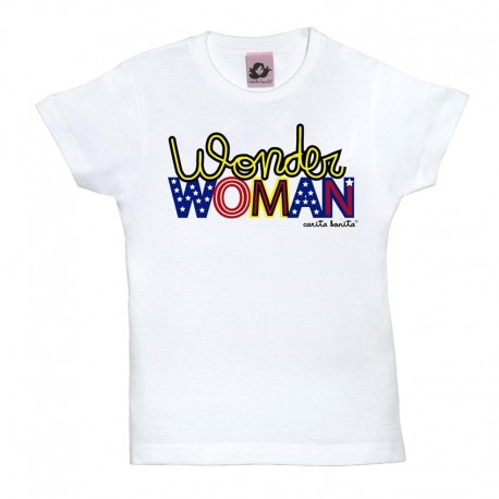 Camiseta manga corta para niños blanca Wonder Woman