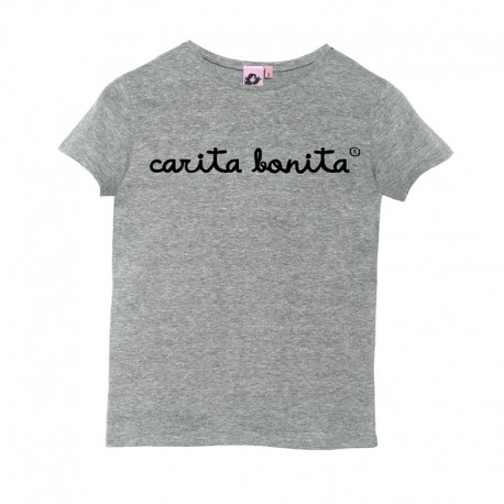 Camiseta manga corta gris letras bonita negras - Bonita