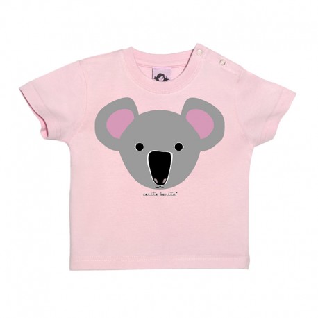 Camiseta manga corta rosa para bebé diseño Koala