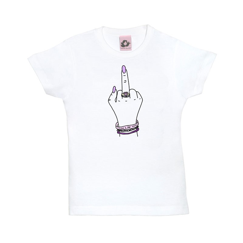 Chelín pestillo mineral Camiseta manga corta blanca para niña diseño Vive y deja vivir