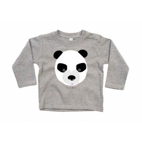 camiseta manga larga gris bebe Oso panda
